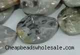 CAB575 15.5 inches 23*30mm wavy oval silver needle agate gemstone beads