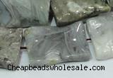 CAB582 15.5 inches 22*30mm wavy rectangle silver needle agate beads