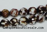 CAB616 15.5 inches 10mm faceted round leopard skin agate beads wholesale