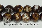 CAB617 15.5 inches 12mm faceted round leopard skin agate beads wholesale