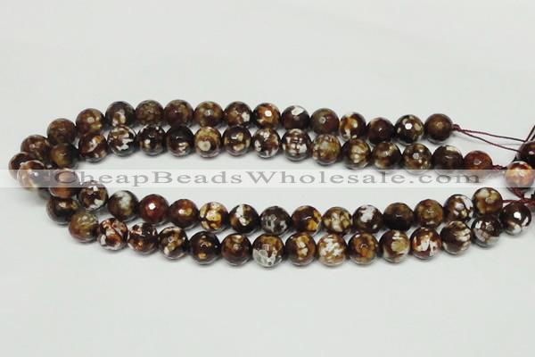 CAB617 15.5 inches 12mm faceted round leopard skin agate beads wholesale