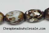 CAB625 15.5 inches 14*20mm faceted egg-shaped leopard skin agate beads