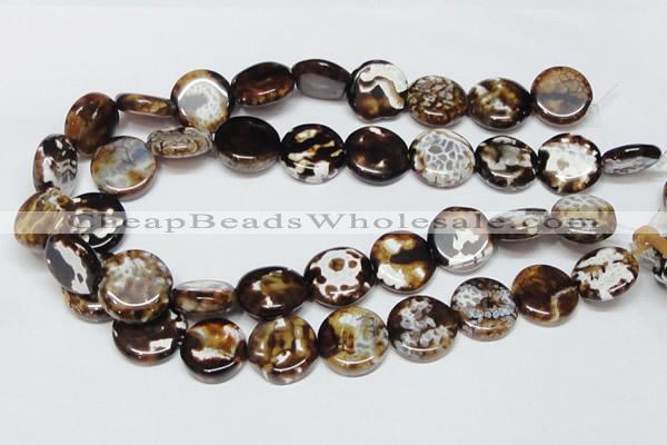 CAB628 15.5 inches 20mm flat round leopard skin agate beads wholesale