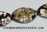 CAB636 15.5 inches 20*30mm marquise leopard skin agate beads