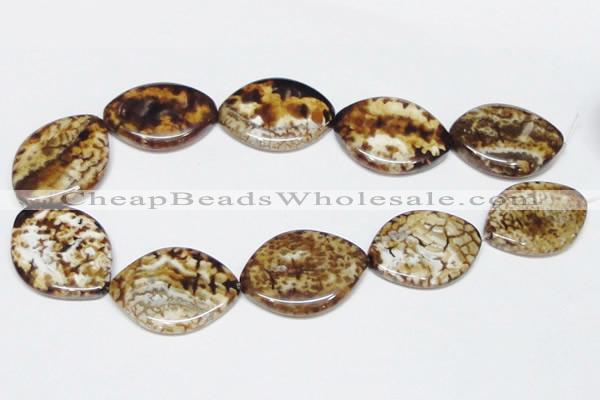 CAB638 15.5 inches 30*40mm marquise leopard skin agate beads