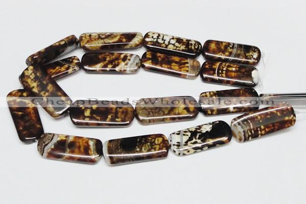 CAB641 15.5 inches 15*40mm rectangle leopard skin agate beads