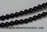 CAB722 15.5 inches 5mm round black agate gemstone beads wholesale