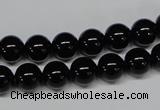 CAB724 15.5 inches 8mm round black agate gemstone beads wholesale