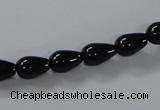 CAB733 15.5 inches 7*10mm teardrop black agate gemstone beads