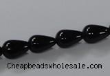 CAB735 15.5 inches 8*12mm teardrop black agate gemstone beads