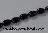 CAB744 15.5 inches 6*8mm flat teardrop black agate gemstone beads