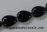 CAB746 15.5 inches 12*16mm flat teardrop black agate gemstone beads