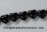 CAB755 15.5 inches 10*10mm top-drilled heart black agate beads