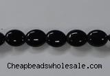 CAB756 15.5 inches 8*10mm oval black agate gemstone beads wholesale