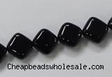 CAB765 15.5 inches 10*10mm diamond black agate gemstone beads