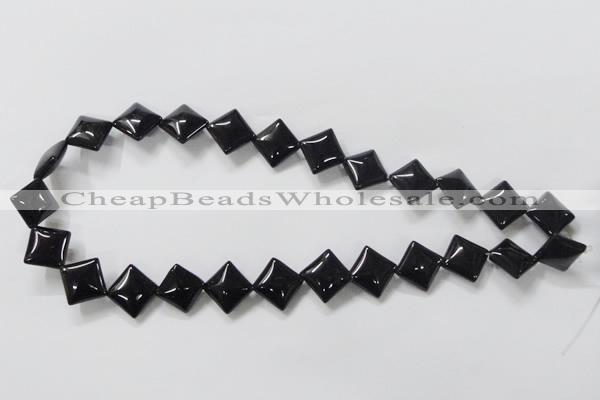 CAB766 15.5 inches 12*12mm diamond black agate gemstone beads