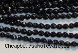 CAB781 15.5 inches 3mm faceted round black agate gemstone beads