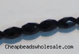 CAB791 15.5 inches 8*12mm faceted rice black agate gemstone beads