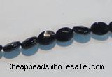 CAB805 15.5 inches 6*8mm faceted oval black gemstone agate beads