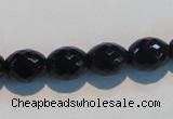 CAB817 15.5 inches 10*12mm faceted rice black agate gemstone beads