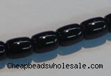 CAB819 15.5 inches 10*12mm drum black agate gemstone beads wholesale