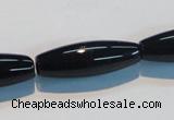 CAB821 15.5 inches 10*30mm rice black agate gemstone beads wholesale