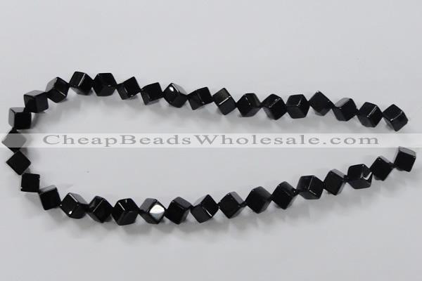 CAB831 15.5 inches 8*8mm cube black agate gemstone beads wholesale