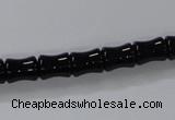 CAB842 15.5 inches 8*10mm bamboo shape black agate gemstone beads