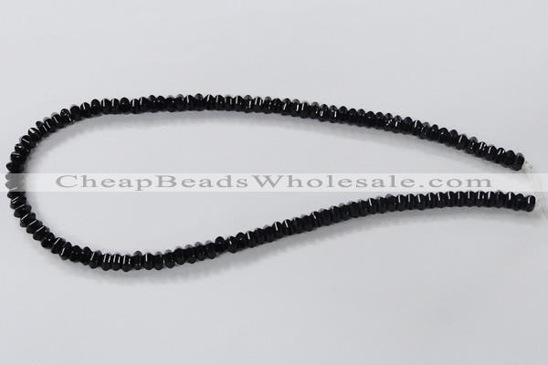 CAB843 15.5 inches 4*6mm rondelle black agate gemstone beads wholesale