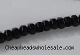 CAB844 15.5 inches 5*8mm rondelle black agate gemstone beads wholesale