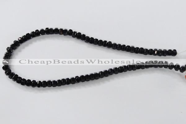 CAB844 15.5 inches 5*8mm rondelle black agate gemstone beads wholesale