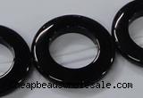 CAB857 15.5 inches 30mm donut black agate gemstone beads wholesale