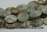 CAB89 15.5 inches 10*14mm oval silver needle agate gemstone beads