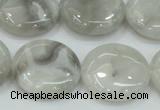 CAB917 15.5 inches 25mm flat round natural crazy agate beads wholesale