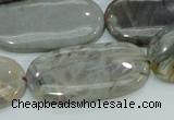 CAB92 15.5 inches 20*40mm oval silver needle agate gemstone beads