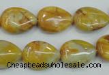 CAB940 15.5 inches 13*18mm flat teardrop yellow crazy lace agate beads