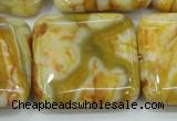 CAB948 15.5 inches 30*30mm square yellow crazy lace agate beads