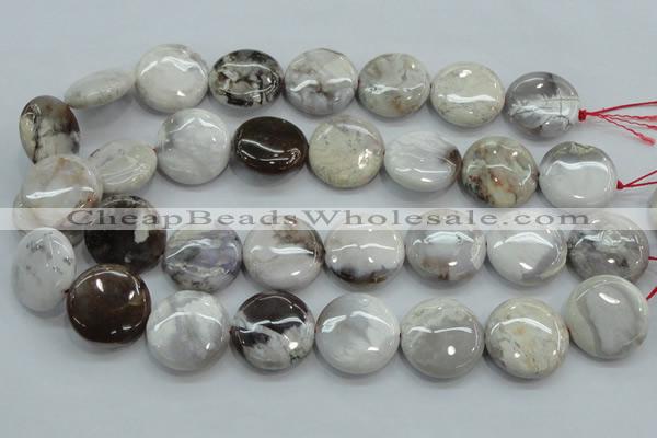 CAB964 15.5 inches 25mm flat round ocean agate gemstone beads