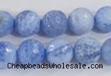 CAB974 15.5 inches 12mm faceted round fire crackle agate beads