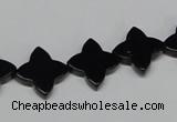 CAB989 15.5 inches 14*14mm flower black agate gemstone beads wholesale