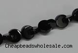 CAB992 15.5 inches 8*8mm curved moon black agate gemstone beads