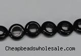 CAB995 15.5 inches 10mm donut black agate gemstone beads wholesale