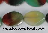 CAG1068 15.5 inches 18*25mm twisted & faceted oval rainbow agate beads