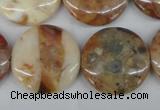 CAG1091 15.5 inches 25mm flat round Morocco agate beads wholesale