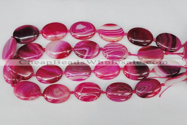 CAG1187 15.5 inches 22*30mm oval line agate gemstone beads