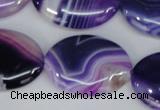 CAG1210 15.5 inches 20*30mm oval line agate gemstone beads