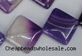 CAG1225 15.5 inches 20*20mm diamond line agate gemstone beads