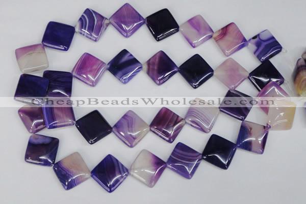 CAG1225 15.5 inches 20*20mm diamond line agate gemstone beads