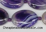 CAG1237 15.5 inches 22*30mm oval line agate gemstone beads