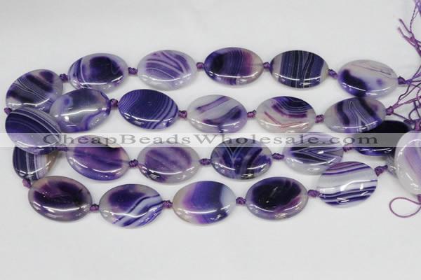 CAG1237 15.5 inches 22*30mm oval line agate gemstone beads